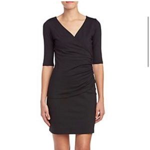 Susana Monaco little black dress crossover faux wrap dress short sleeve